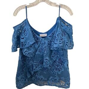 Vintage Women's Lace Cold Shoulder Top Size Small Whimsical Romantic Fairycore